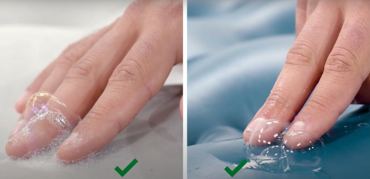 Как найти дырку в надувном матрасе Intex с помощью воды и мыльного раствора